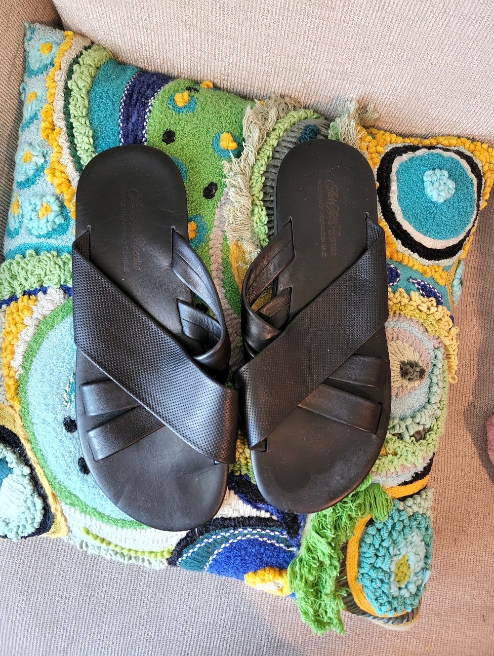 Saks Fifth Avenue Black Men's Crisscross Slide Sandals
